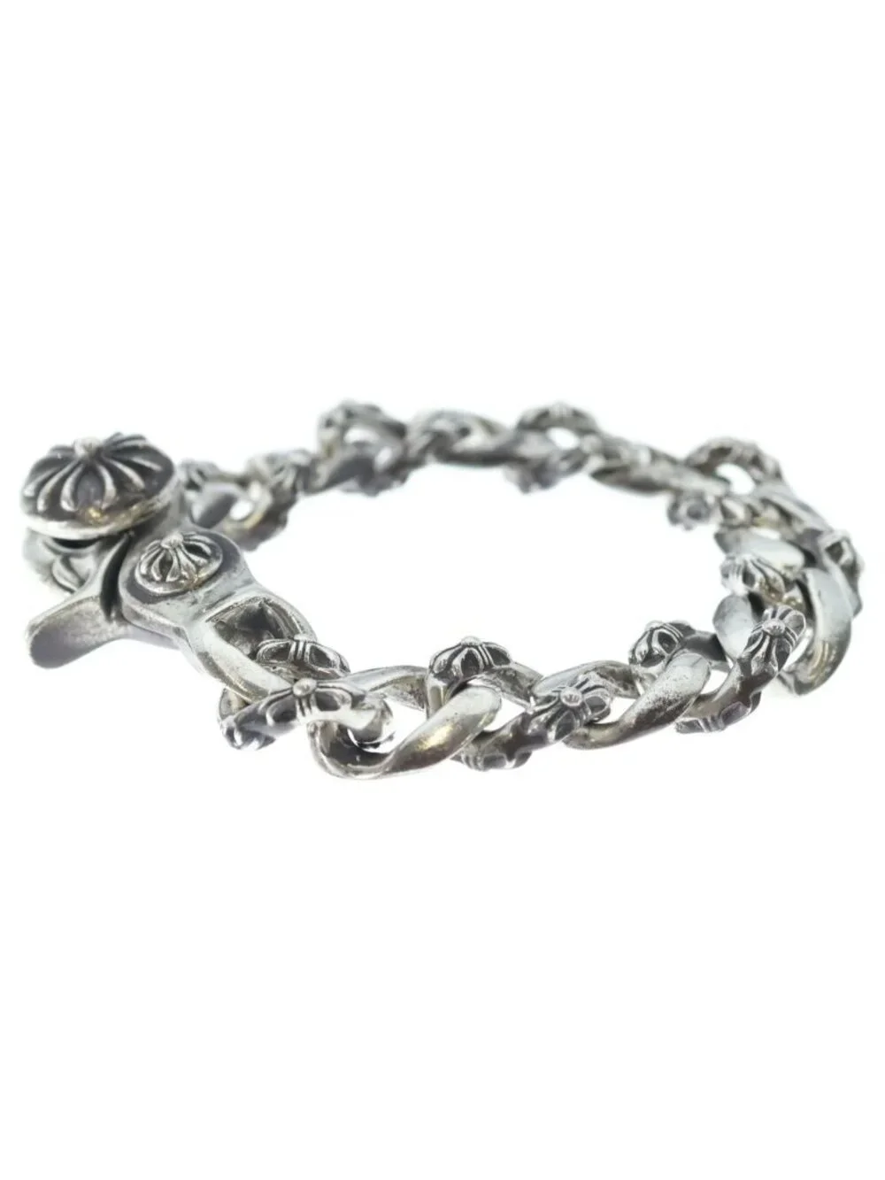 Chrome Hearts Fncy Chn Lnk Fancy Link Clip Bracelet 15 Links Silver